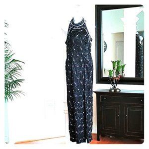 Mark & John By Gopal Black Silk Beaded Gown L